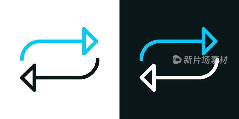 重复。黑色或白色背景上的双色线条图标-可编辑笔触