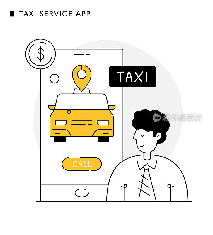 智能手机屏幕的现代出租车服务应用概念