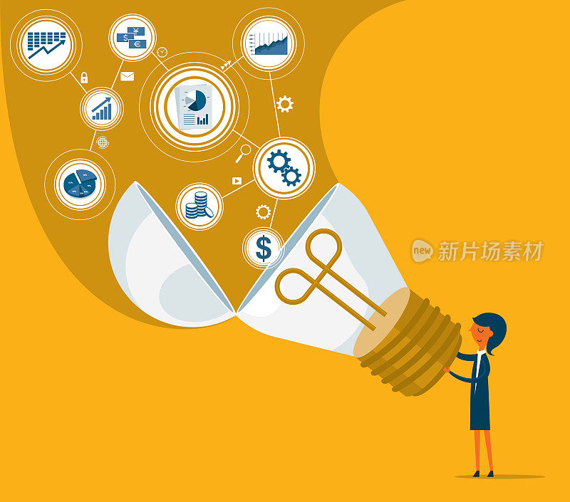 创意-灯泡-女商人