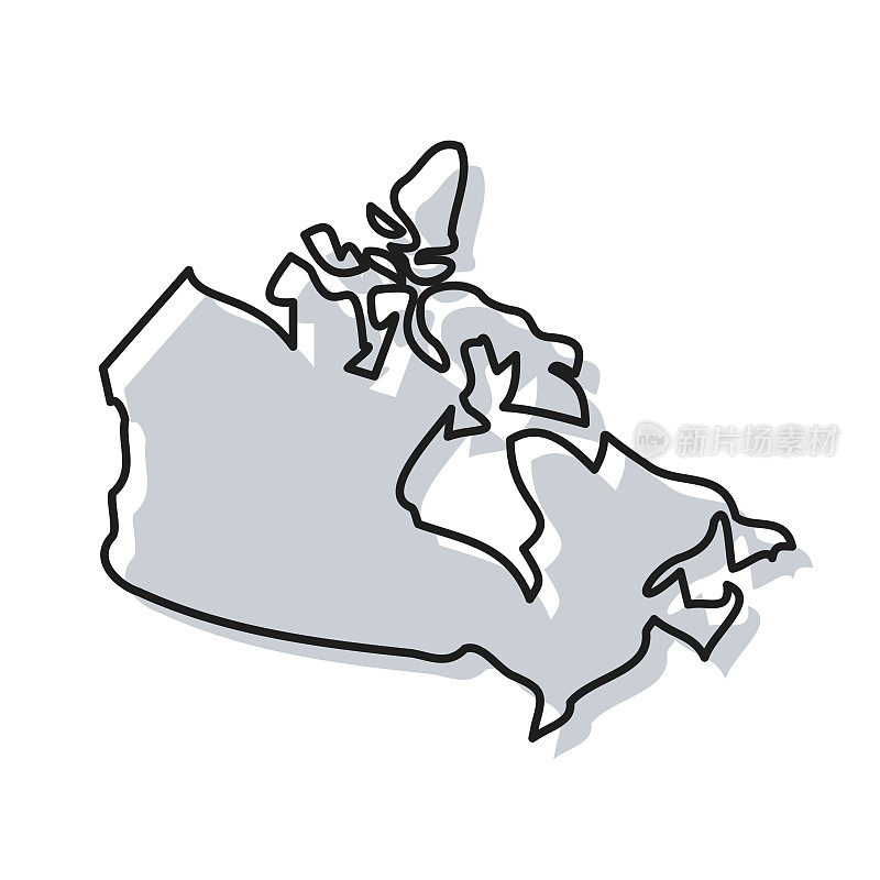 加拿大地图手绘在白色背景-时尚的设计