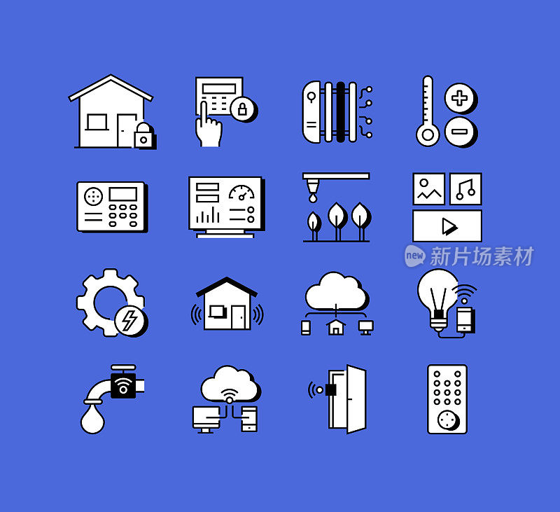 智能家居相关图标向量集合。现代风格符号向量插图