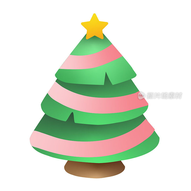 圣诞3D应用程序圣诞树图标设计在充满活力的渐变颜色