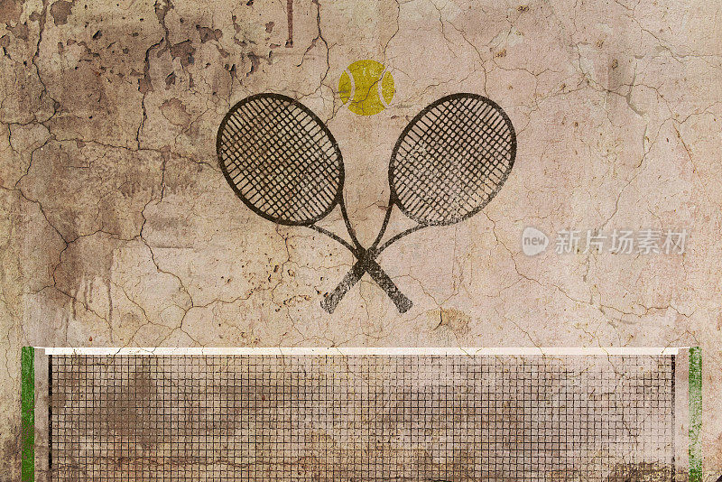 网球拍网球场运动背景与拷贝空间