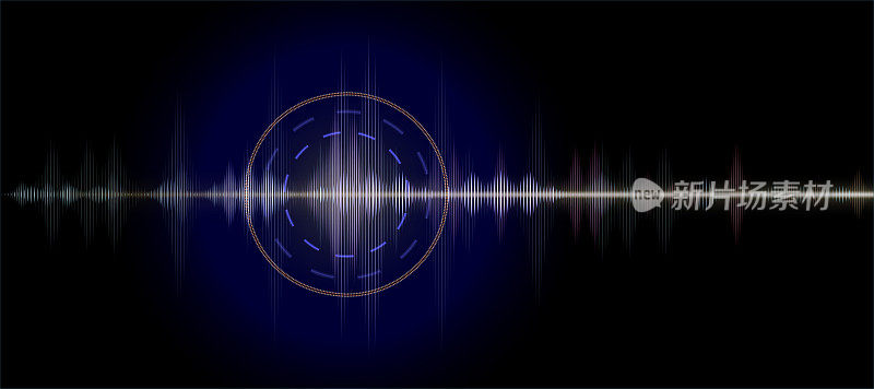 蓝色、紫色、粉色、橙色的数字声波，黑色背景的技术或地震波，动态音乐可视化的矢量未来抽象，为音乐行业设计的多色