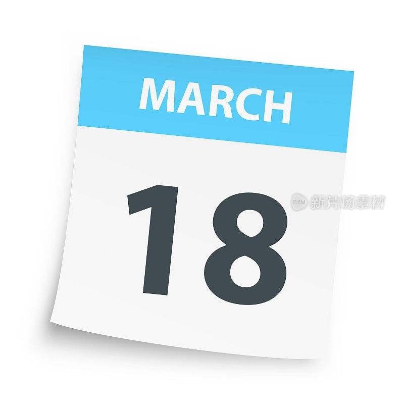 3月18日-每日日历在白色背景