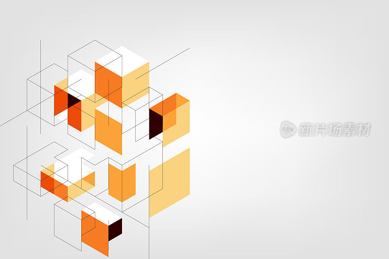 背景与等距透视形状和线