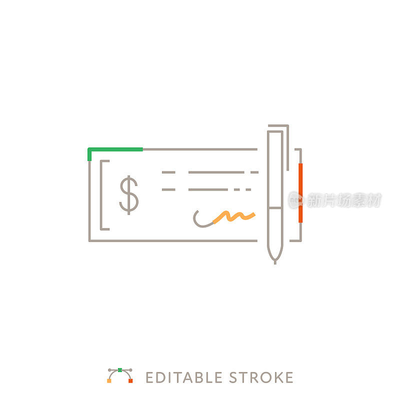 银行检查多色线图标与可编辑的Stroke