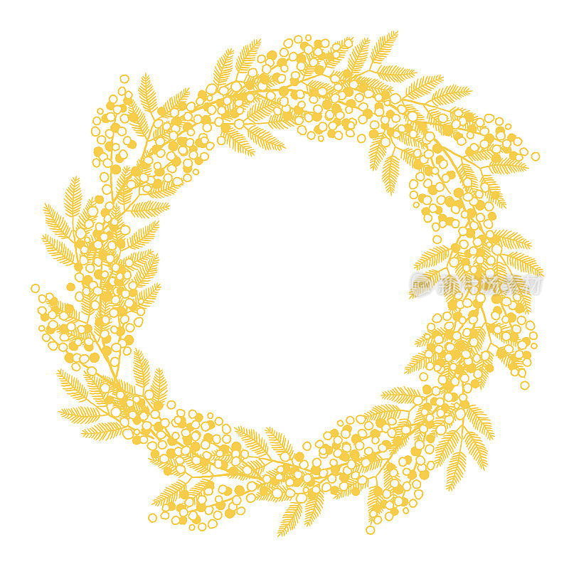 一个简单的含羞草(金合欢)花环插图