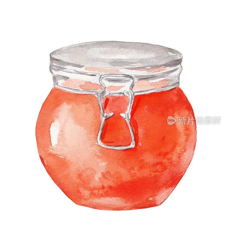罐子与橘子果酱孤立的白色背景