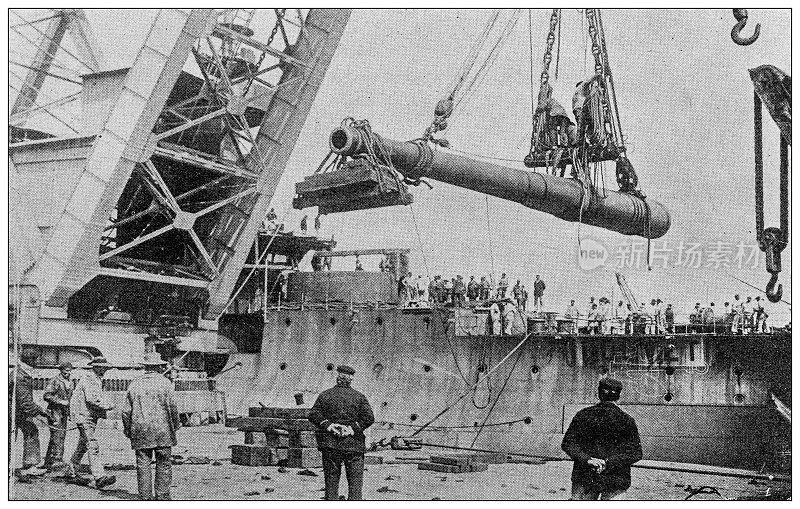 古画:洛里昂“布维”号战舰上安装的大炮