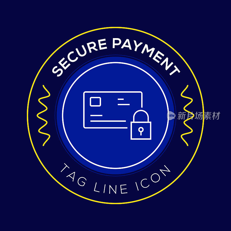 安全支付圈徽章,现代标志矢量图标设计线风格