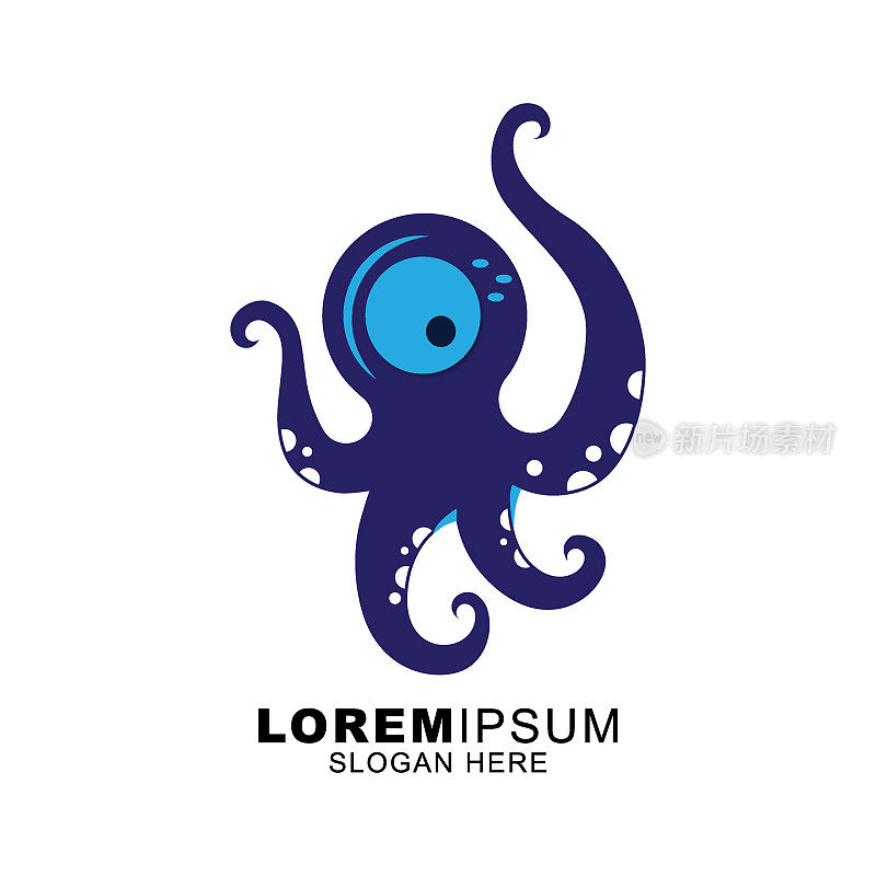章鱼标志与蓝色的眼睛和触手_章鱼标志简单的形状_好使用纹身_logo_和图标