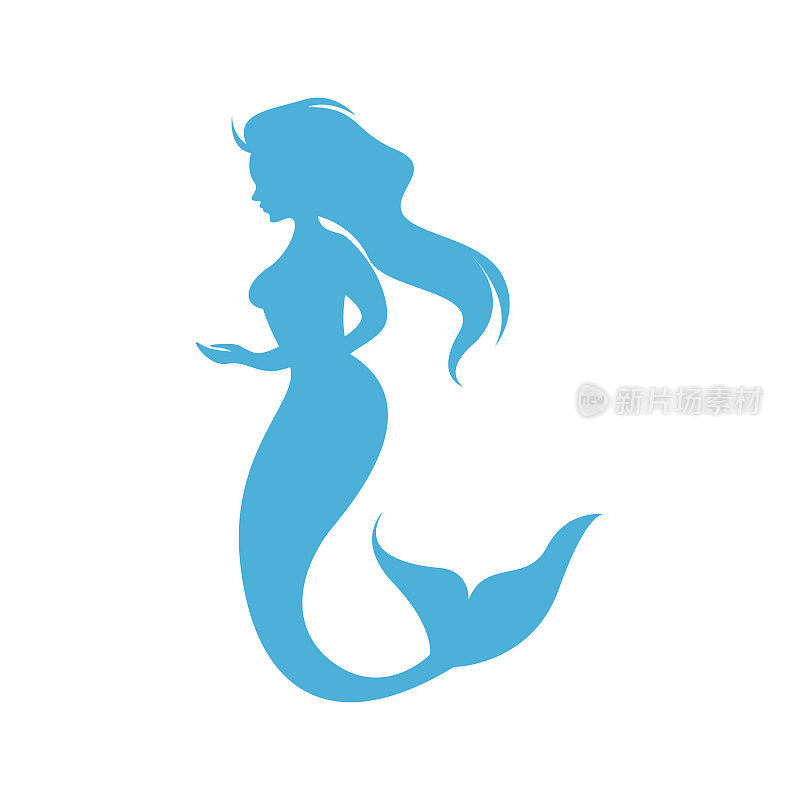 美人鱼标志图标设计插画