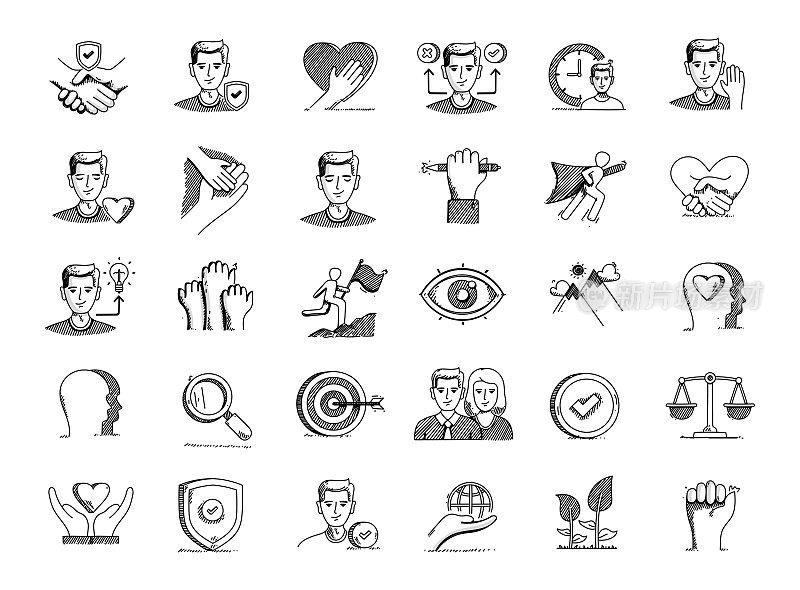 手绘矢量涂鸦线图标集