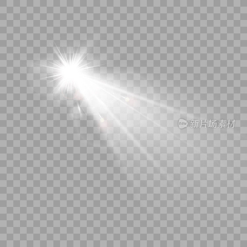 发光隔离光效果集，镜头耀斑，爆炸，闪光，线，太阳闪光和星星。摘要特效元素设计。用闪电照射光线