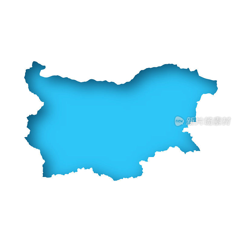 保加利亚地图-蓝色背景的白纸