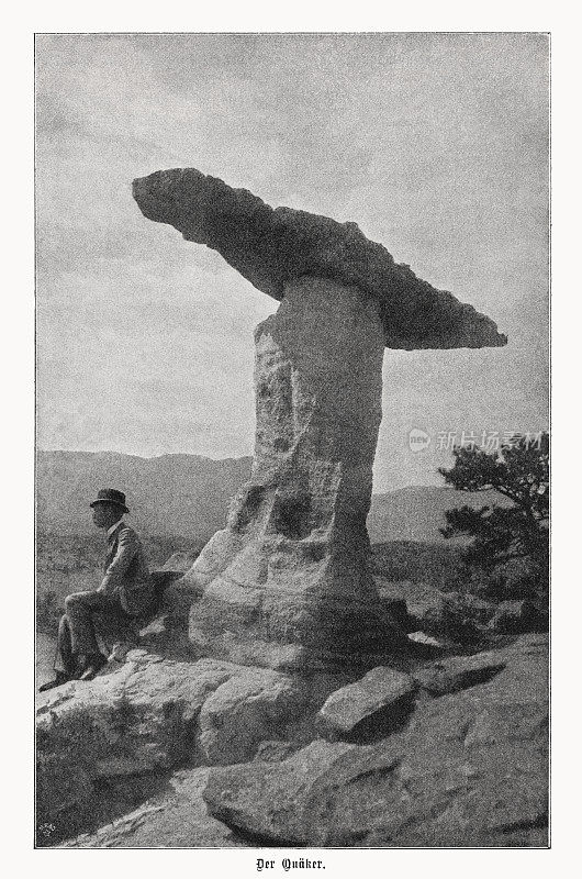 贵格会纪念碑公园，科罗拉多斯普林斯，美国科罗拉多州，半色调印刷，1899年