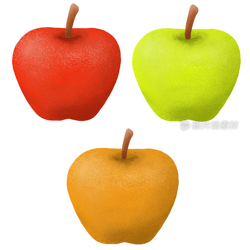 苹果绿色的苹果水果食物水彩新鲜的梨