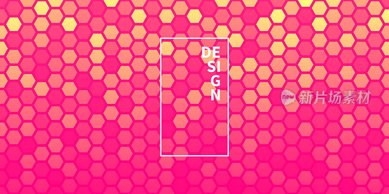 抽象几何背景-六角形马赛克与橙色梯度