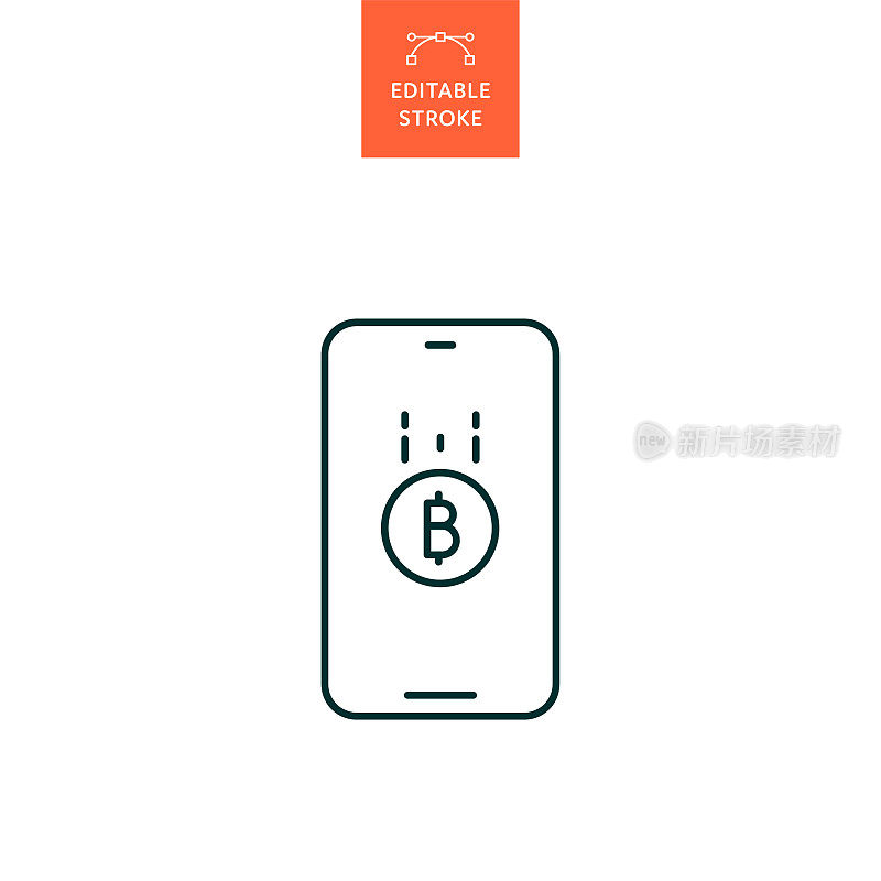 用可编辑的笔画保存比特币线图标。Icon适用于网页设计、移动应用、UI、UX和GUI设计。