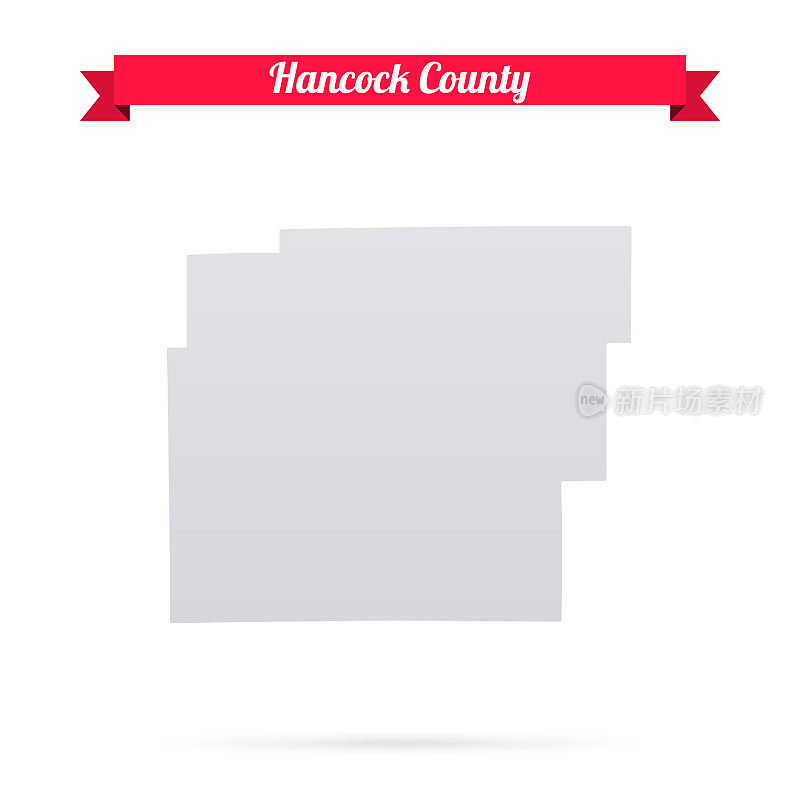 印第安纳州汉考克县。白底红旗地图