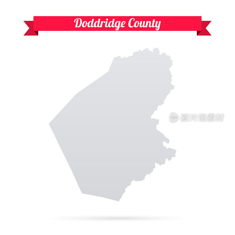 多德里奇县，西弗吉尼亚州。白底红旗地图