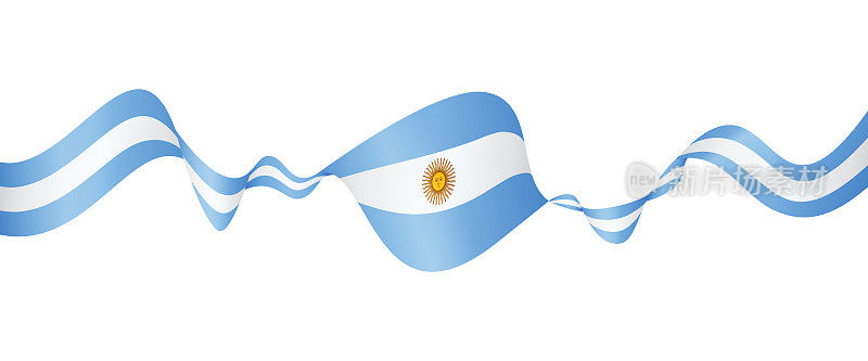 阿根廷国旗-矢量挥舞丝带横幅。隔离在白色背景上