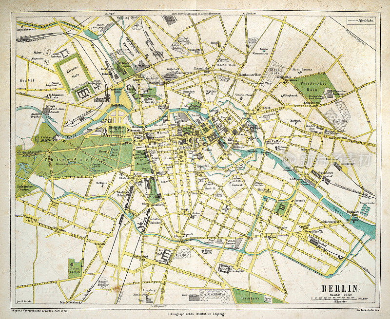 19世纪，1874年，德国柏林古地图