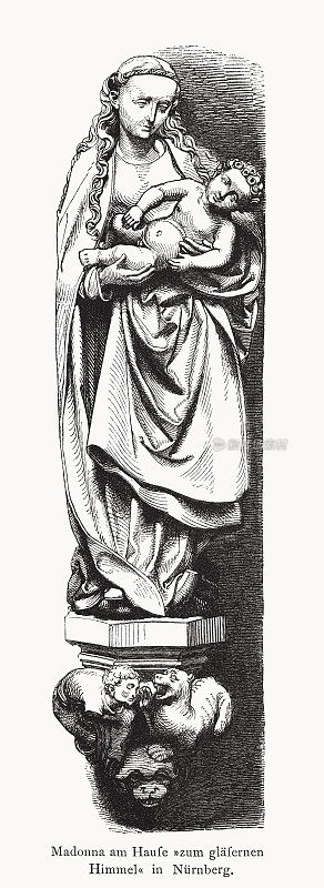 圣母，亚当・克拉夫特，纽伦堡，木版雕刻，1878年出版