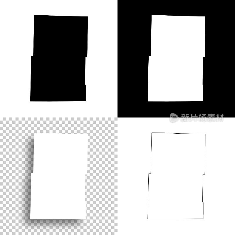 密苏里州豪厄尔县。设计地图。空白，白色和黑色背景
