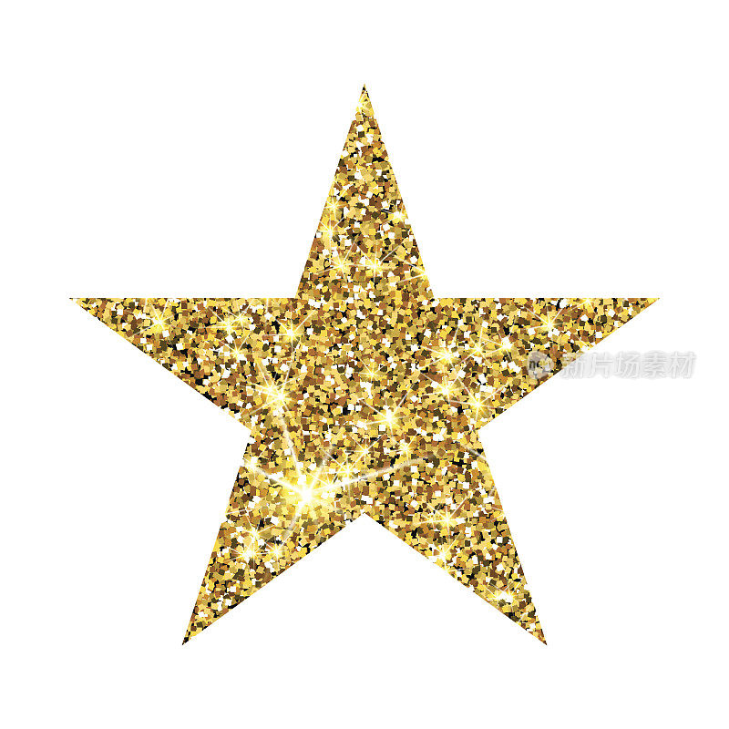 金色闪光矢量星。黄金sparcle。琥珀色的粒子。豪华的设计元素