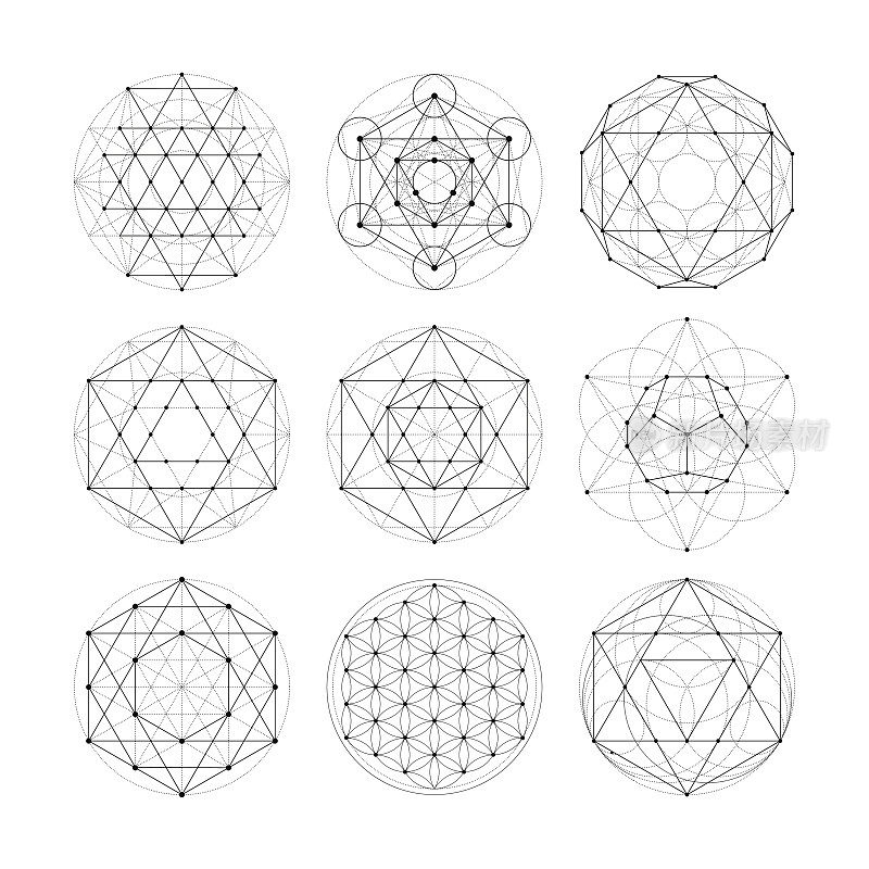 神圣几何学。命理学占星学的符号和符号