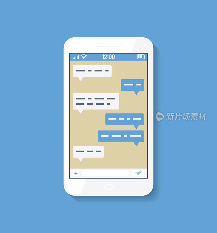 手机Messenger窗口。社交网络的概念。平面聊天和短信。