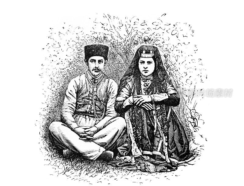 鞑靼新娘和新郎在克里米亚