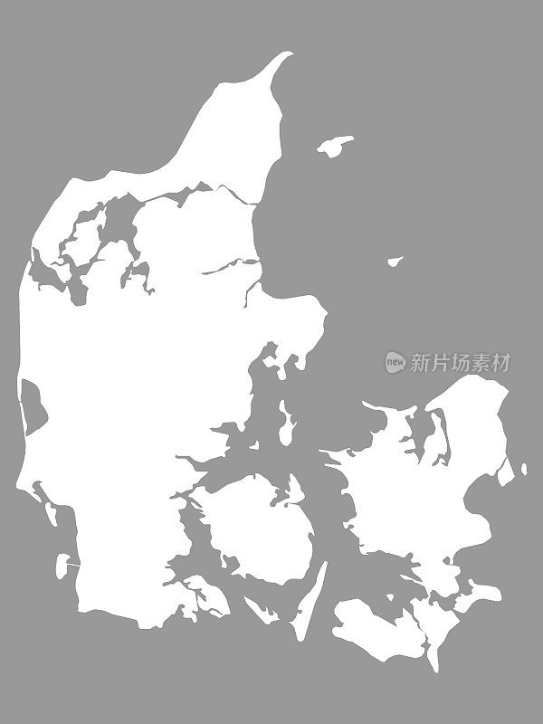 白色丹麦地图上的灰色背景