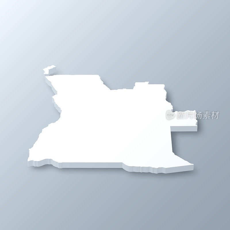 灰色背景下的安哥拉3D地图
