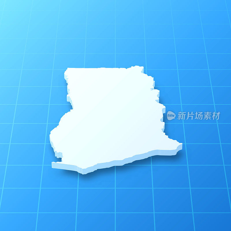 加纳3D地图上的蓝色背景