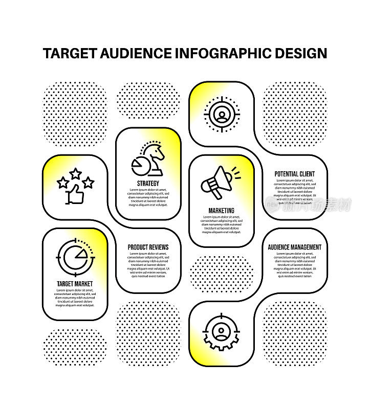 信息图表设计模板与目标受众的关键字和图标