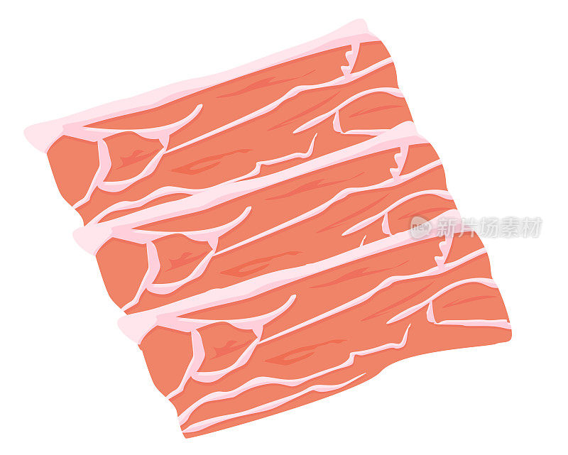 切猪肉的矢量图。