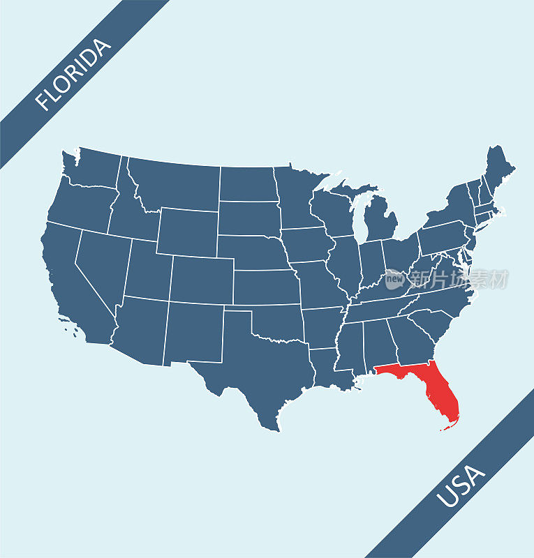 美国地图上的佛罗里达