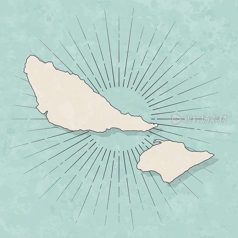 富图纳岛地图复古风格-旧纹理纸