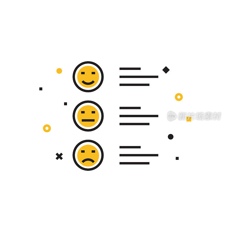 客户调查平面线图标，轮廓向量符号插图。