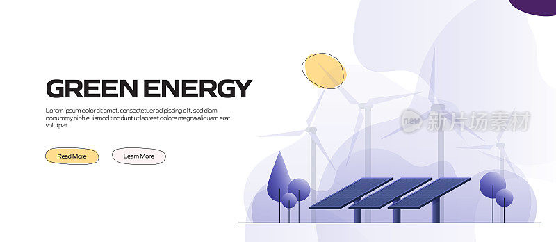绿色能源概念矢量插图用于网站横幅，广告和营销材料，在线广告，商业展示等。