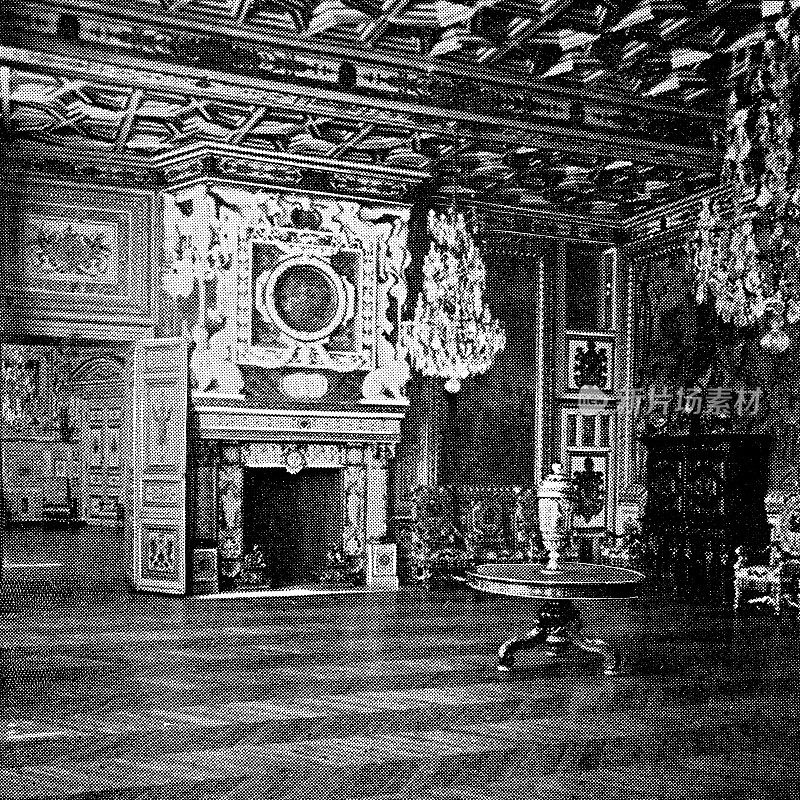 弗朗西斯一世沙龙在Ch?teau德枫丹白露枫丹白露，法国- 19世纪