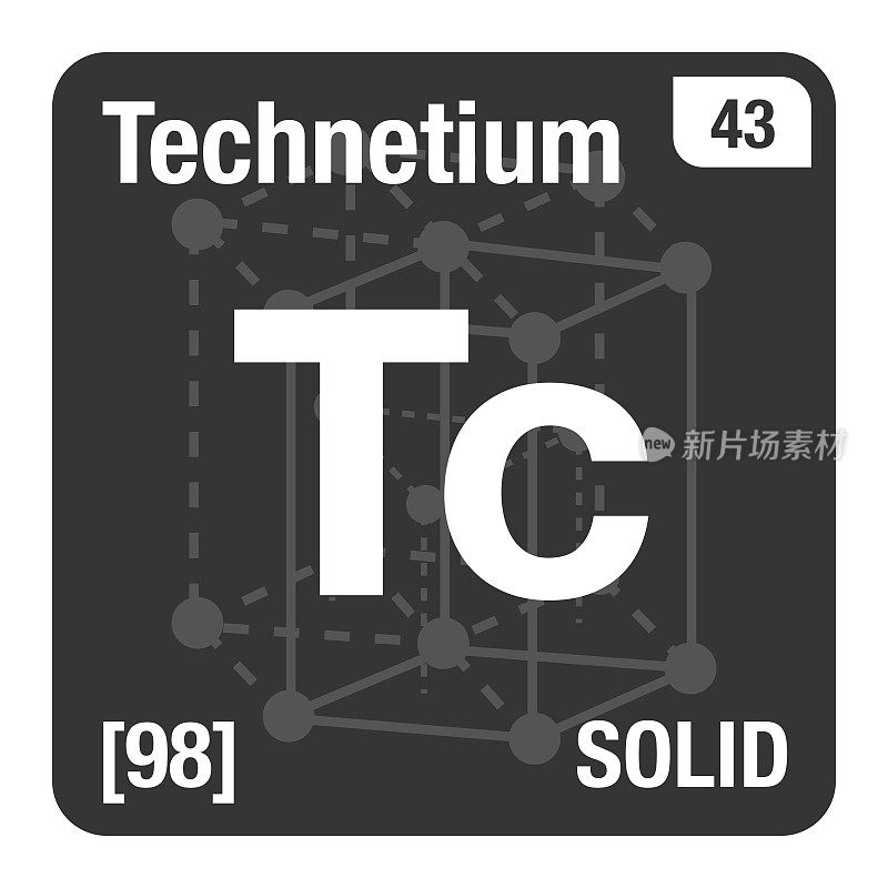 具有晶体系统背景的锝元素周期表图标