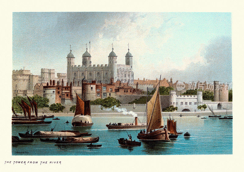 泰晤士河上的伦敦塔，维多利亚时代，19世纪