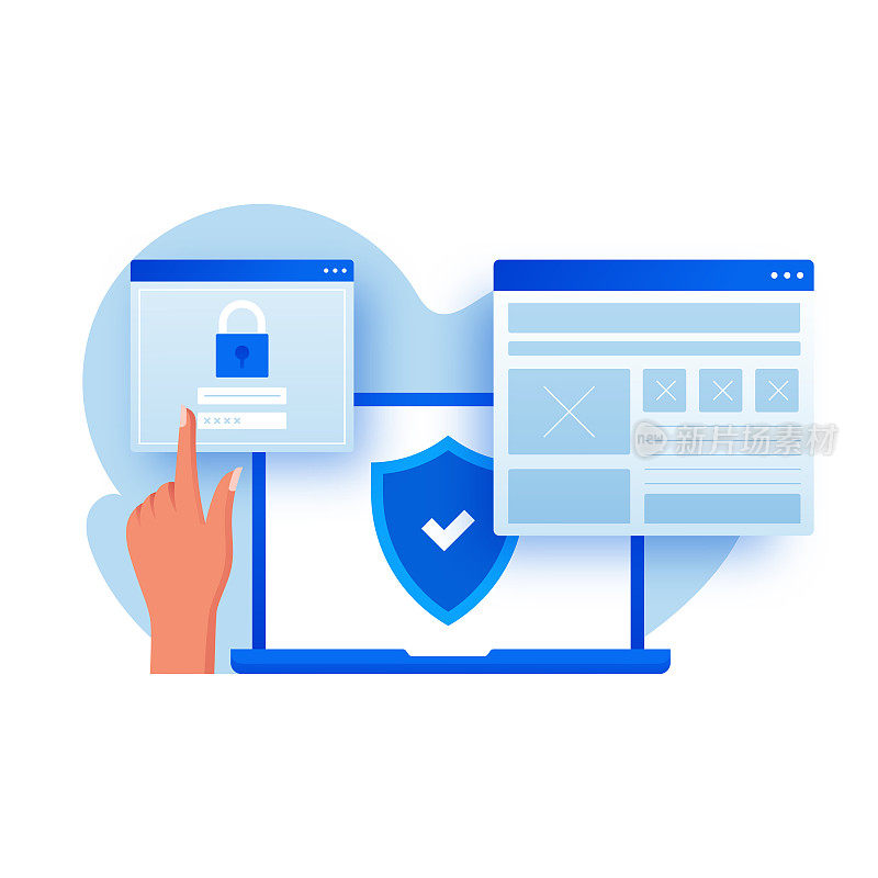 数据安全与网络安全相关的卡通风格平面设计矢量插图