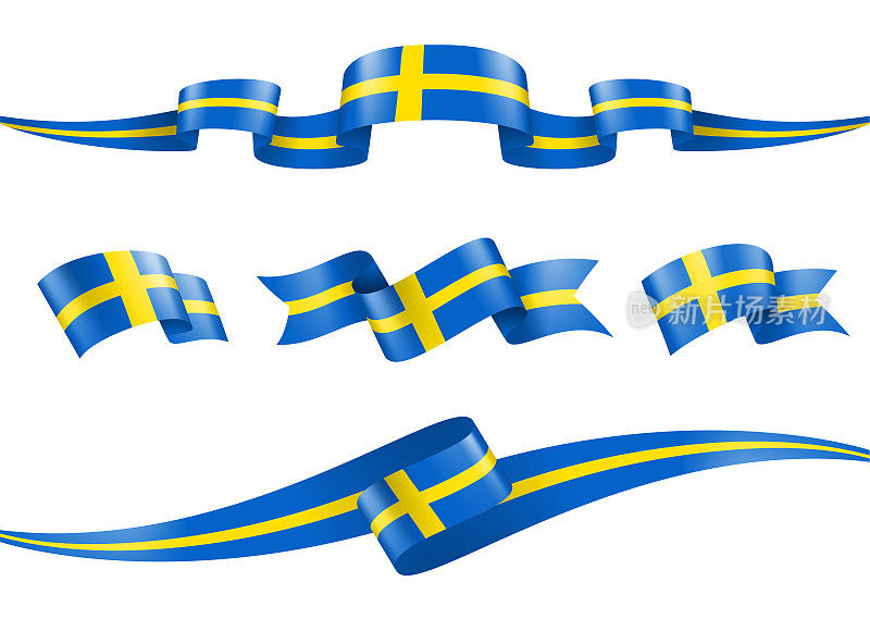 瑞典旗丝带设置-矢量股票插图