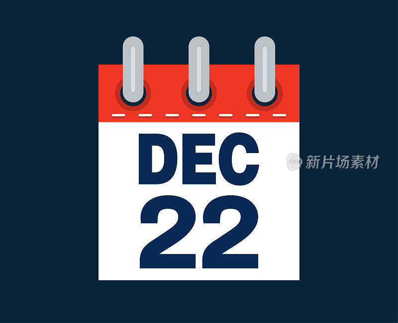 这个月的日历日期是12月22日