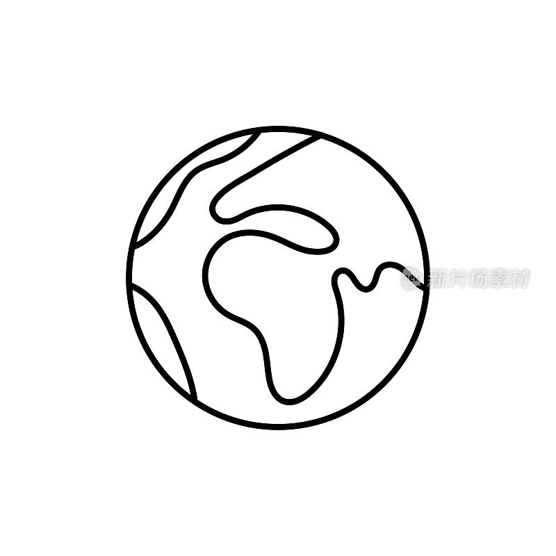 行星地球线图标与可编辑的笔画。Icon适用于网页设计、移动应用、UI、UX和GUI设计。